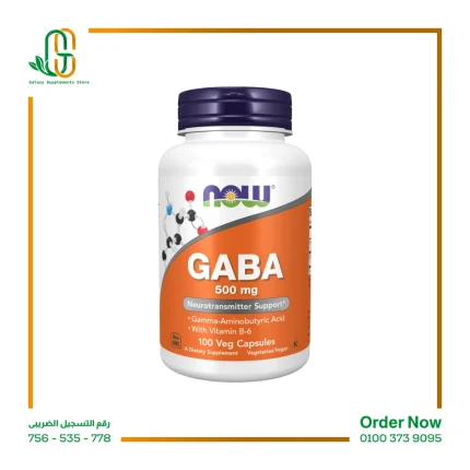 GABA 500 mg 100 Veg Capsulesجابا 500 ناو